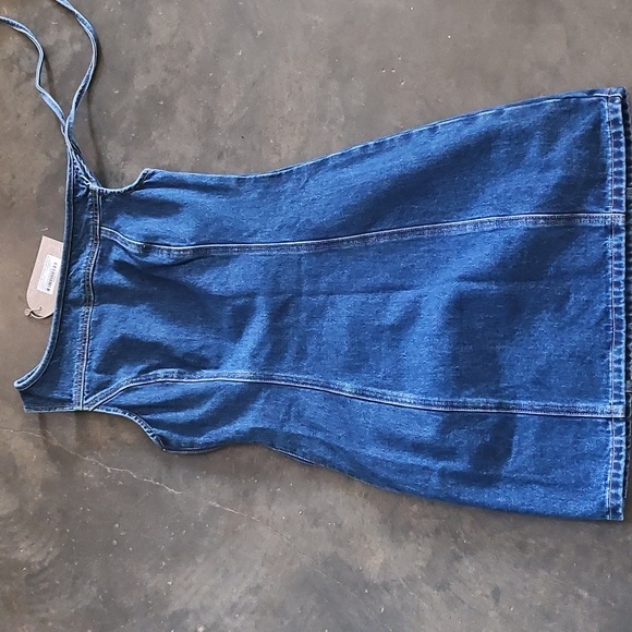 New W Tag MESHKI Baker Off-Shoulder Dark Denim Mini Dress Size Small - Picture 10 of 13